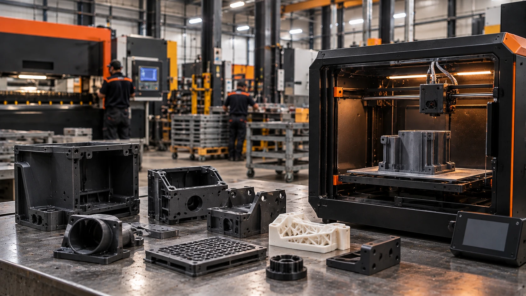 Componente impreso en 3D integrado a pieza metálica